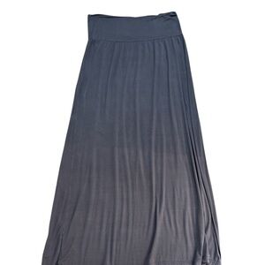 Blue Gray Maxi A-Line Skirt with Pleats for Work